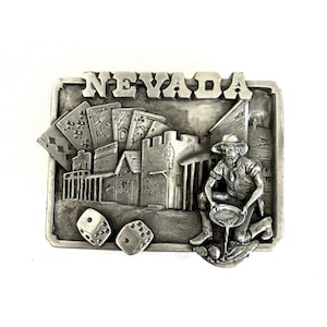 1983 Nevada Solid Pewter Vintage Belt Buckle by Siskiyou Buckle Co. Serial #H-20
