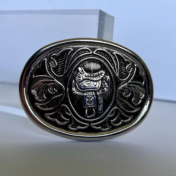Silver Saddle Western Vintage Belt Buckle