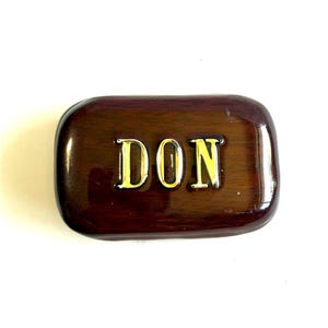 Handmade &quot;DON&quot; Vintage Belt Buckle - Wood with Gold Lettering - Personalized Custom Name Gift