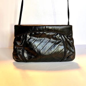 1980’s Black Faux Leather Vintage Shoulder Bag
