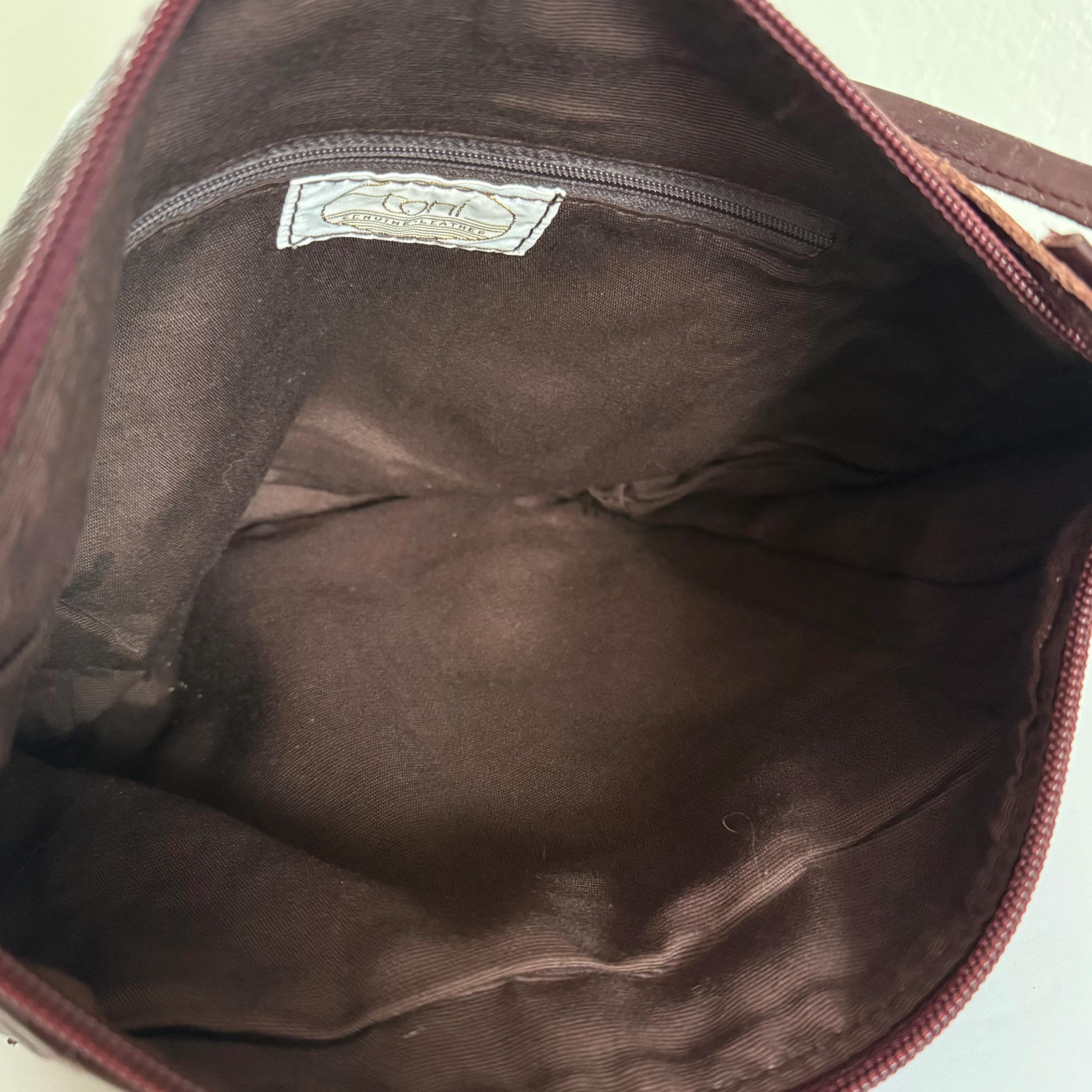 1990's Genuine Leather Vintage Purse by Toni - Maroon Shoulder Bag