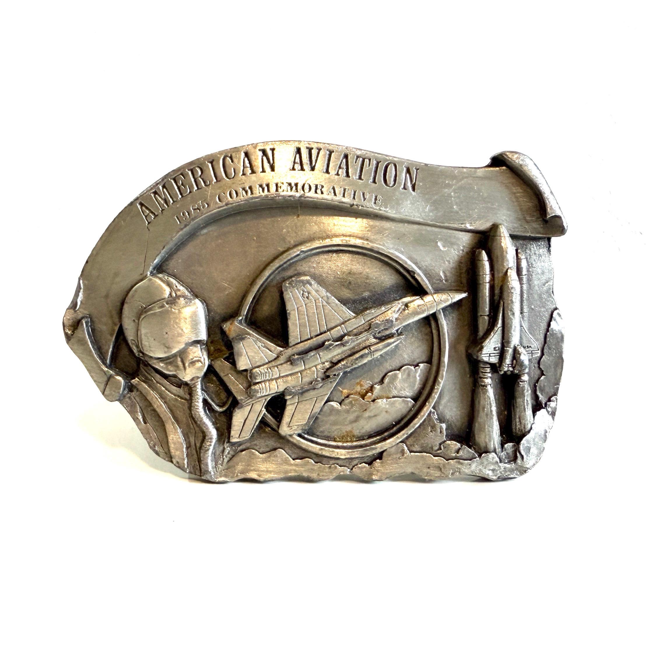 1984 American Aviation Commemorative Solid Pewter Vintage Belt