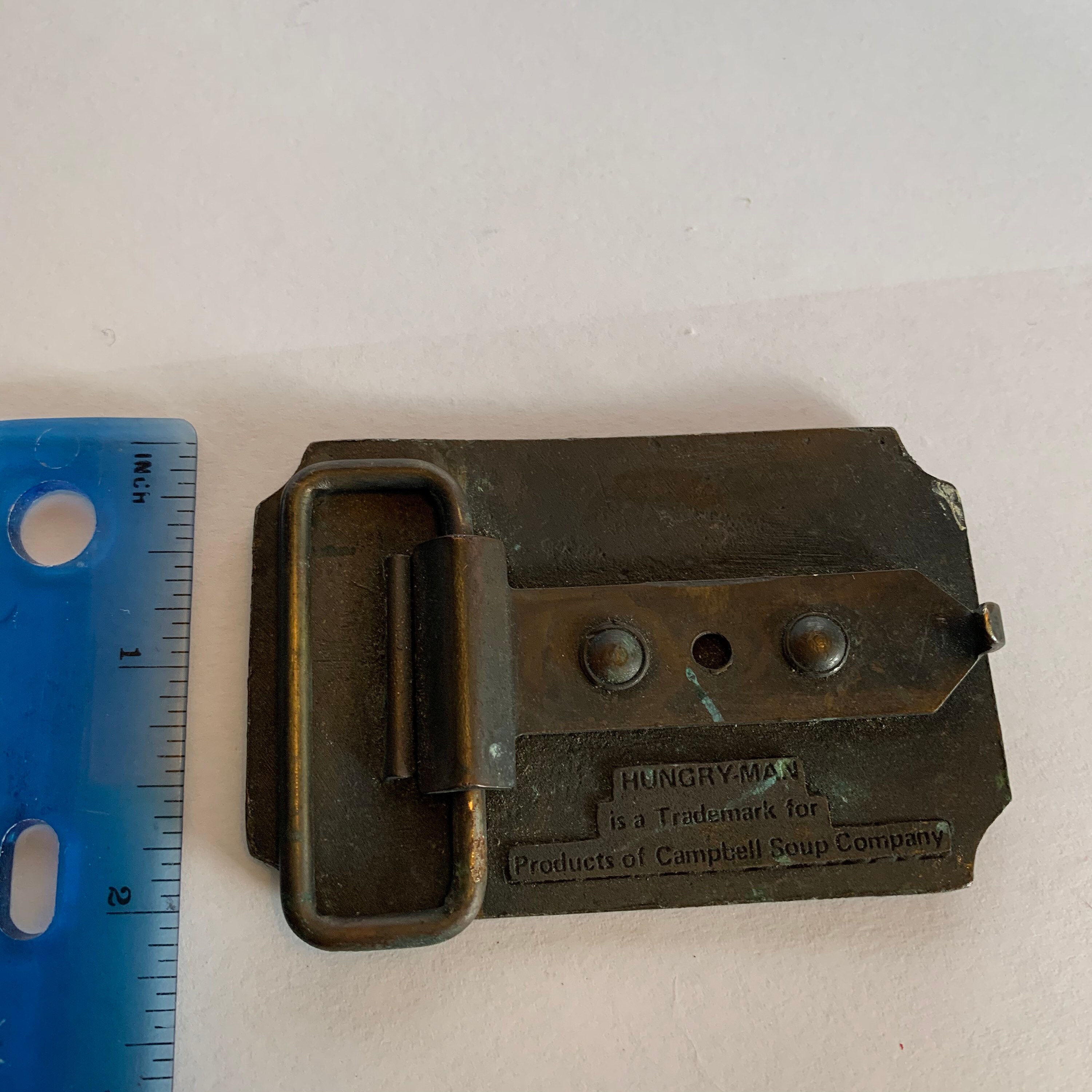 Vintage Campbell Soup Belt Buckle HUNGRY-MAN Campbell main image 3