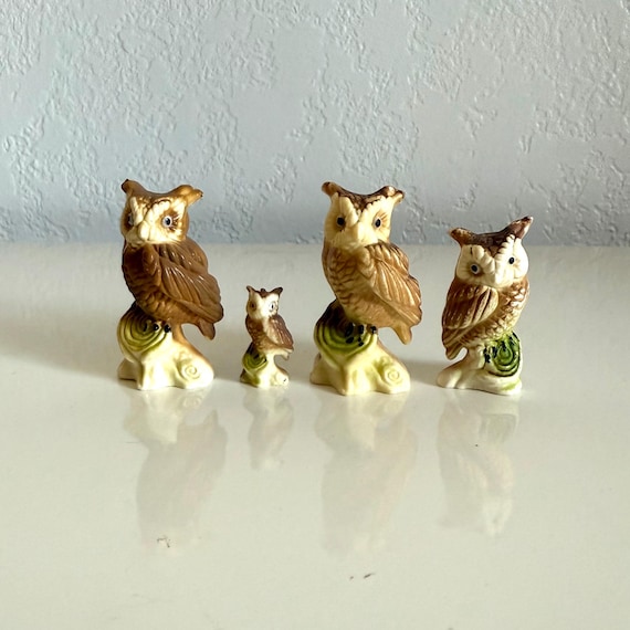 フクロウの置物 4体セット 約18cm フクロウのオブジェ 4体セット