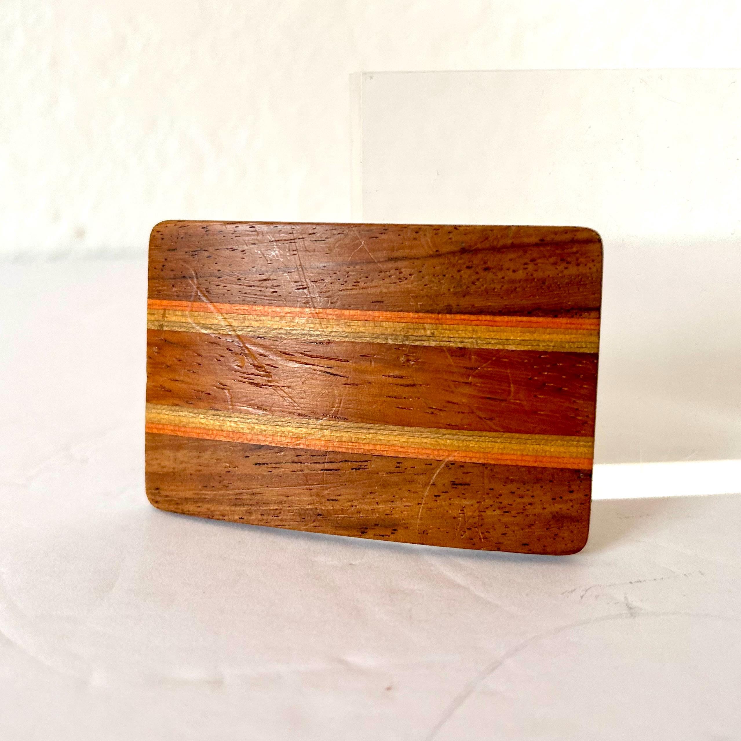 Vintage Wood Inlay Belt Buckle by Ampersand Brass in Kalamazoo