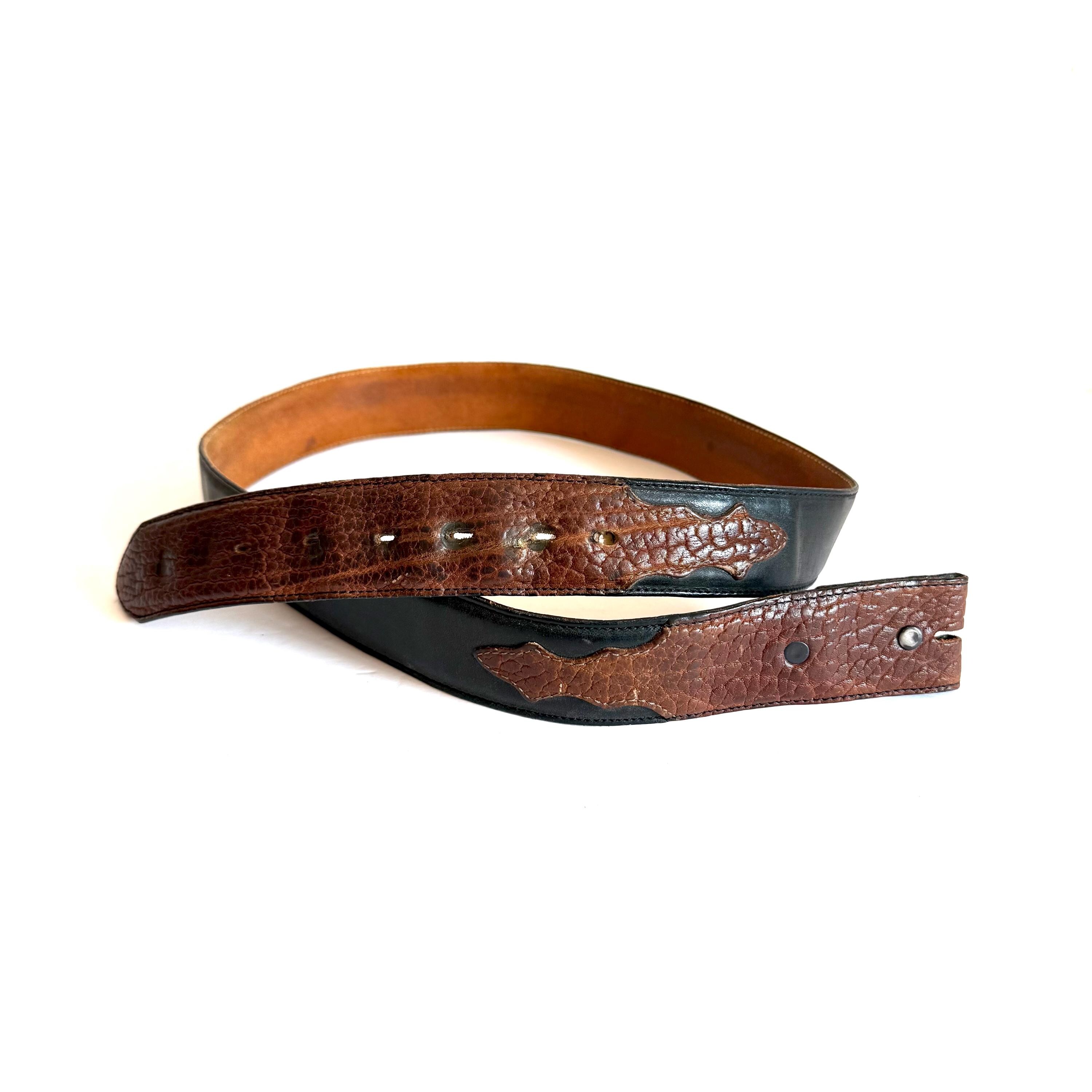 Justin Size 38 Genuine Leather Vintage Belt - Black & Brown 