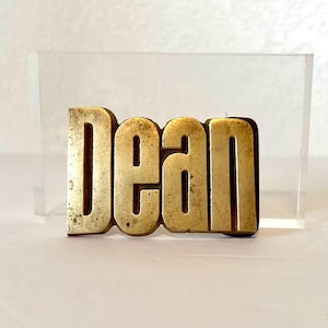 Vintage "Dean" Solid Brass Belt Buckle #4235, Made in Taiwan