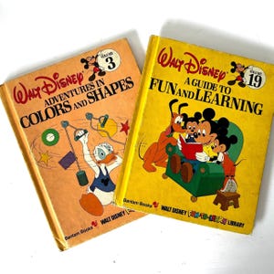 1983 Set of 2 Walt Disney Vintage Children&#39;s Books - Adventures in Colors and Shapes & A Guide to Fun and Learning