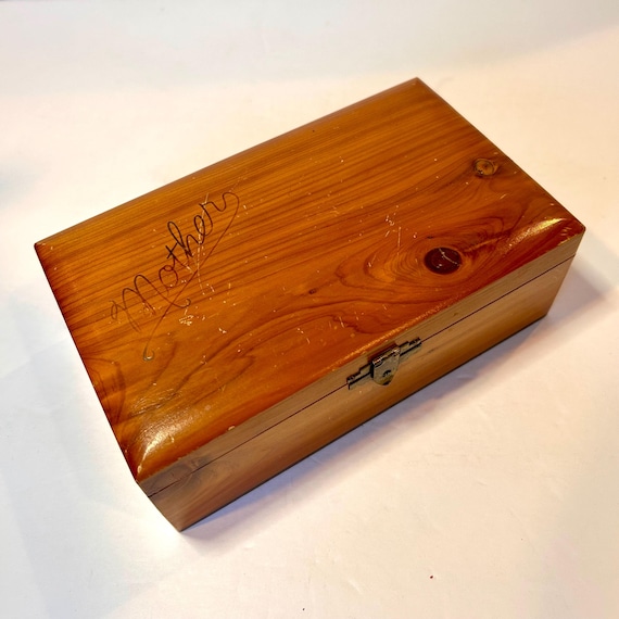 1960's "Mother" Handmade Wooden Jewelry Box