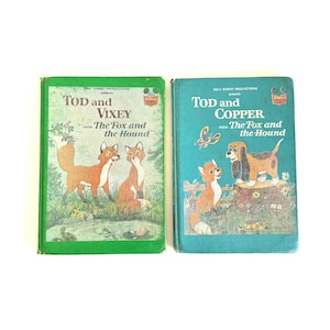 1981 &quot;The Fox and the Hound&quot; Set of 2 Vintage Children&#39;s Books - &quot;Tod and Vixey&quot; and &quot;Tod and Copper&quot; by Walt Disney Productions