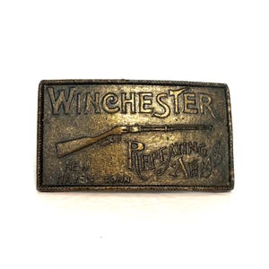 Winchester Repeating Arms Solid Brass Vintage Belt Buckle