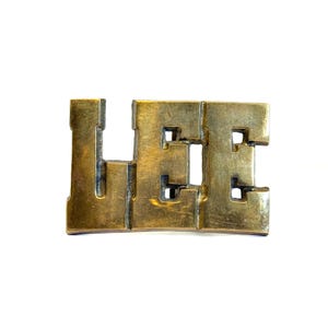 1970’s &quot;LEE&quot; Solid Brass Vintage Belt Buckle made in Taiwan, Large Bold Lettering