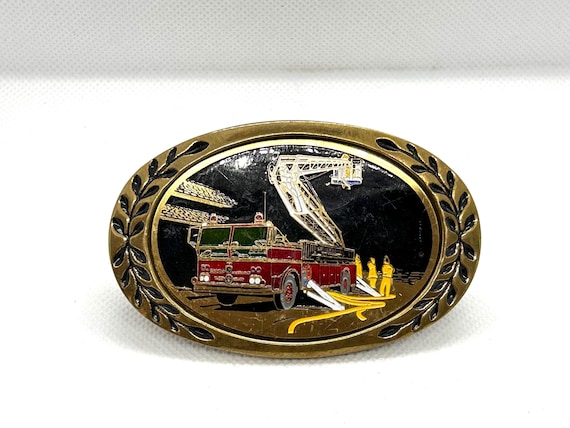 Fire Engine Ladder Truck Solid Brass Vintage Belt… - image 1