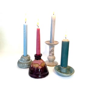 Set of 4 Ceramic Handmade Vintage Candlestick Holders - Studio Pottery Signed by Artist - One from Iceland
