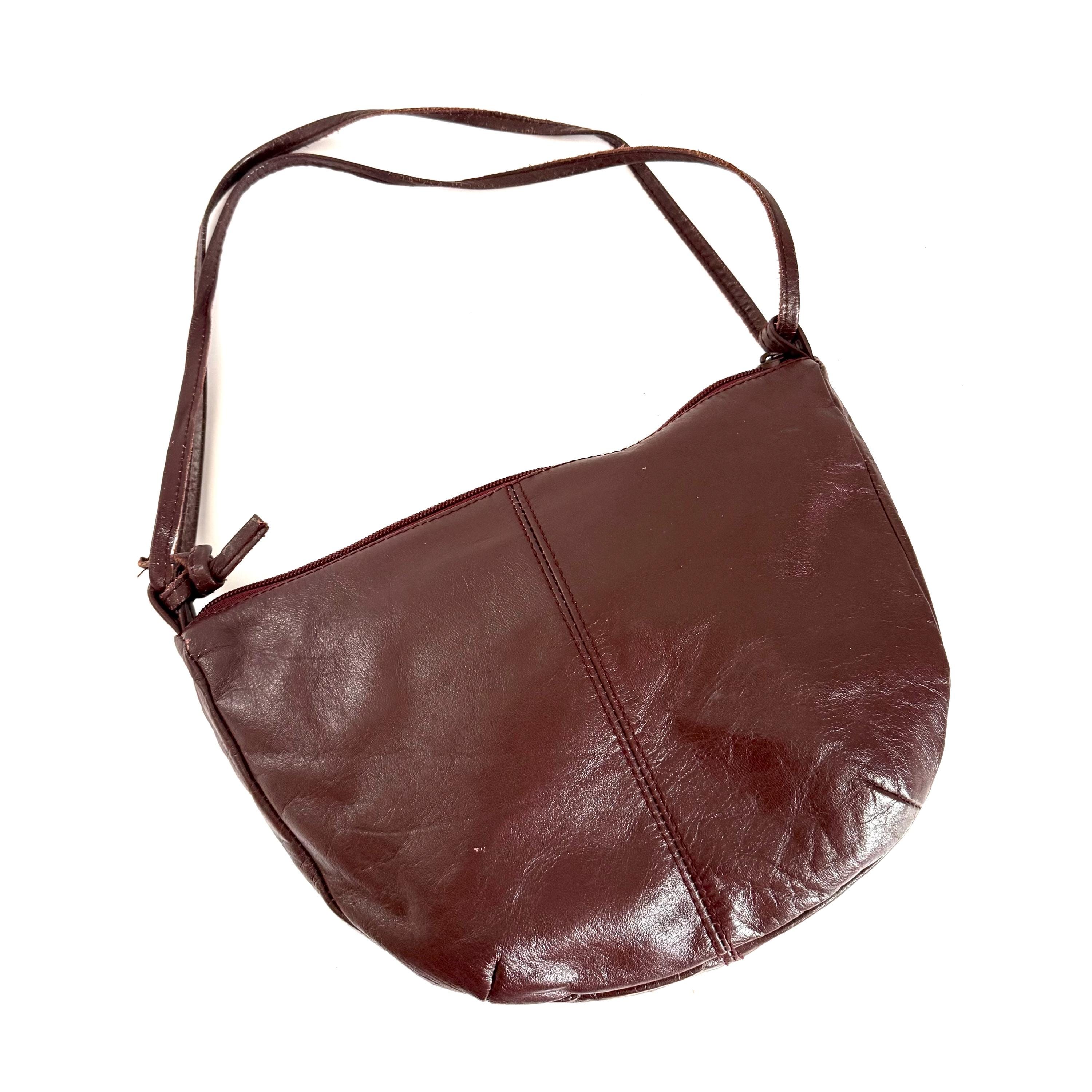 1990's Genuine Leather Vintage Purse by Toni - Maroon Shoulder Bag