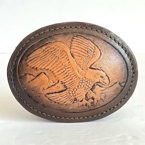 Eagle Genuine Leather Embossed Vintage Belt Buckle in Wonderful Condition