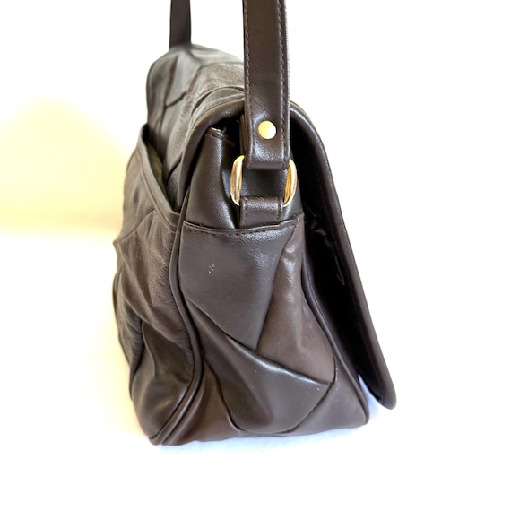 1990's Leather Patchwork Vintage Purse - Brown Shoulder Bag With