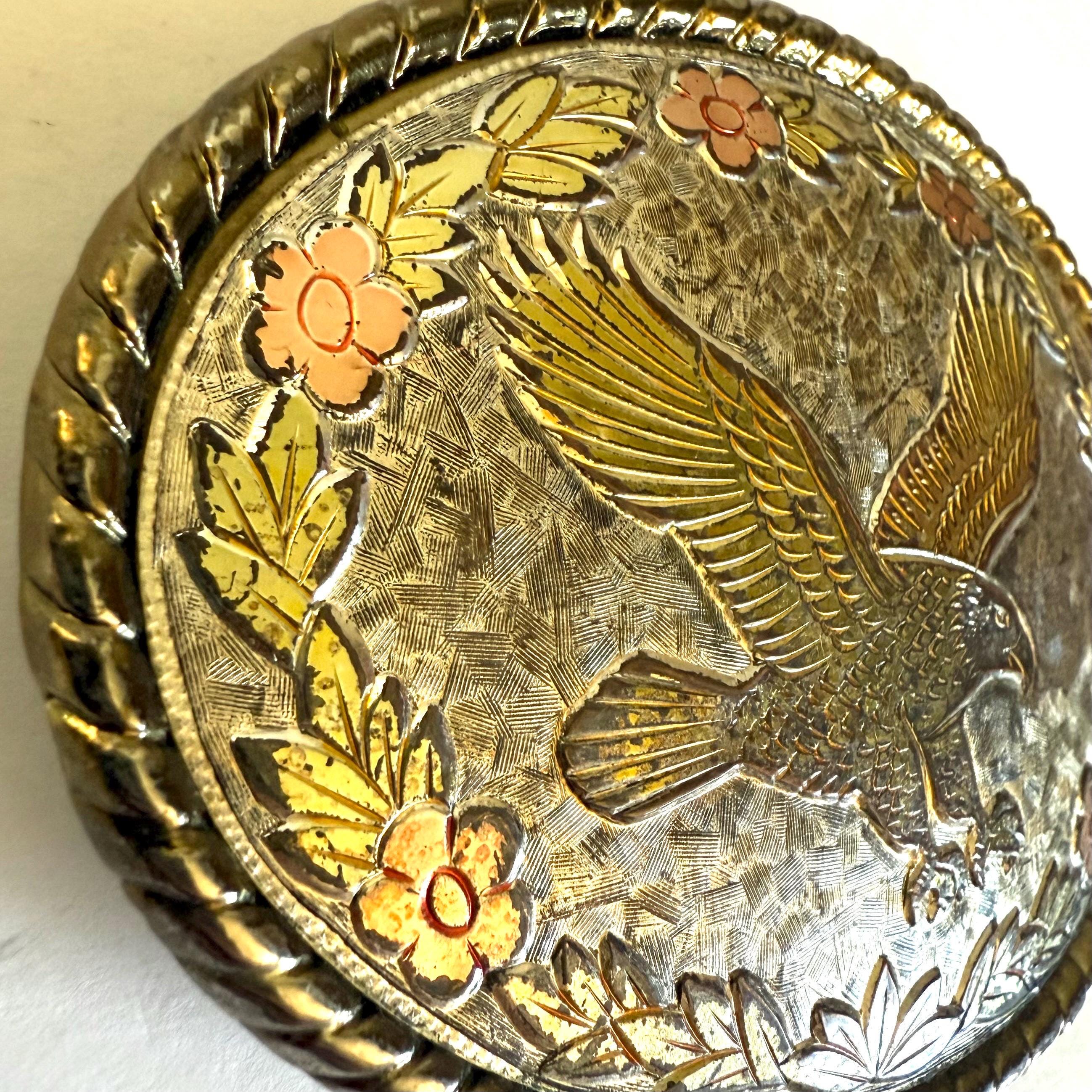 Eagle Vintage Belt Buckle - Golden Eagle on Silver Tone  display picture 1