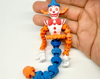 Articulated Clown Action Figure|3D Printed Posable Fidget Toy|Digital Circus Style Robot|Funny Desk Pet for ADHD | Unique Jointed Mannequin