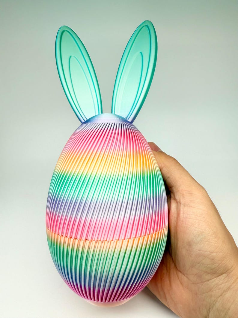 Faux Knit Bunny Figurine, 3D Printed Rabbit Statue, Cute Easter Basket ...