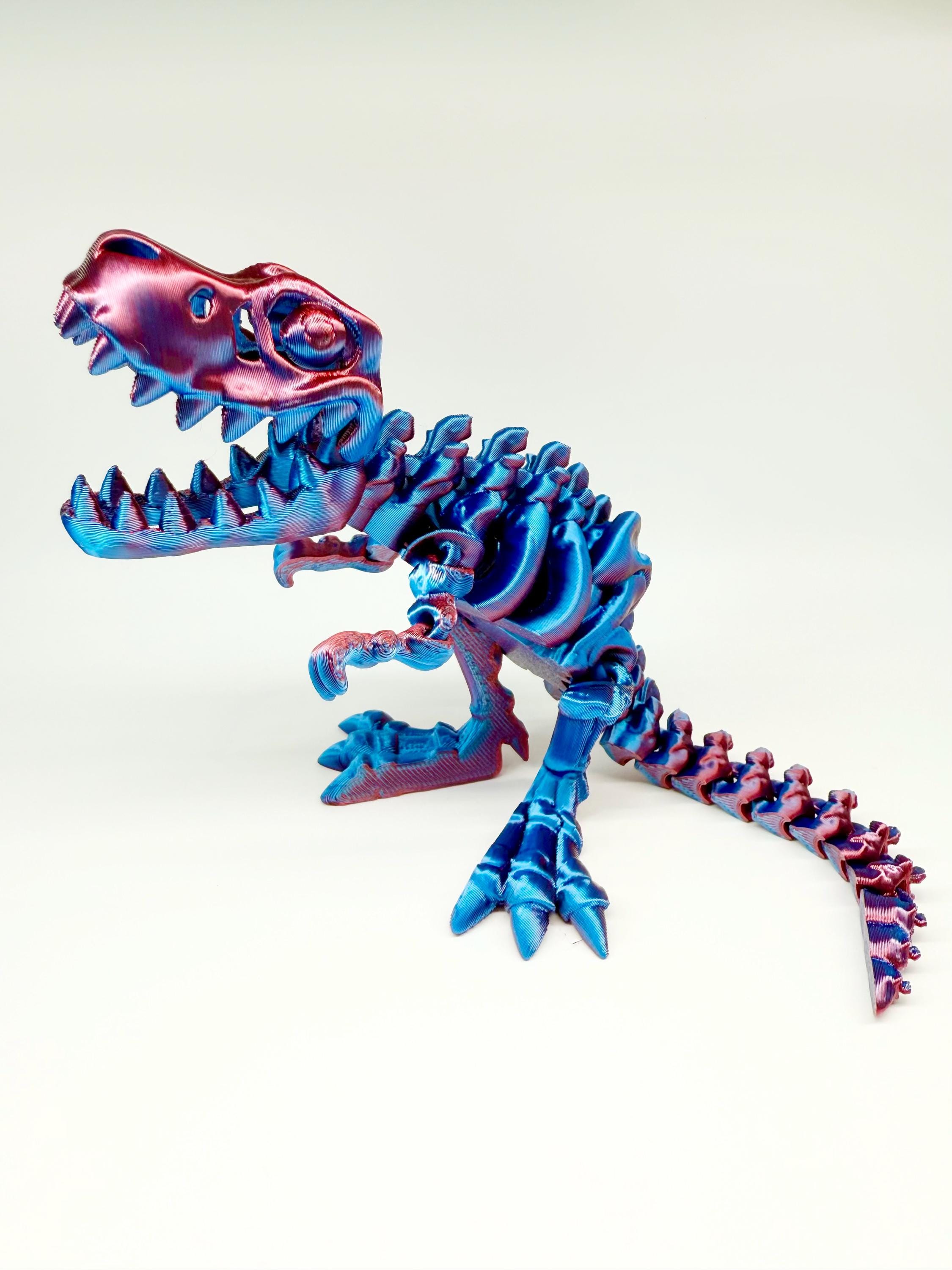 Articulated 3D Printed T-Rex Skeleton Fidget Toy | Flexible Posable Desk Decor |Eco-Friendly Stress Relief Dinosaur Collectible Gift for Kid