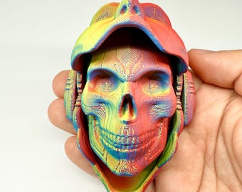 3D Printed Transforming Face Skull Fidget Toy | Mechanical Lady Kinetic Sculpture | Stress Relief Desk Decor | Eco-Friendly PLA Unique Gift