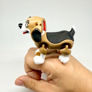 Schattig beweegbaar beaglebeeldje | 3D-geprinte verstelbare hondentafel huisdier | Cadeau- en fidgetspeeltje driekleurig puppyliefhebber