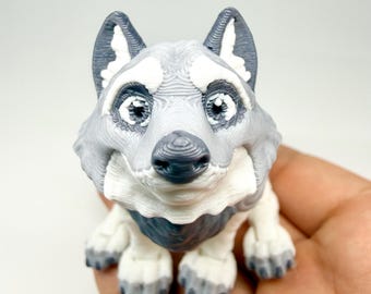 Loup articulé anti-stress, Coyote imprimé en 3D, Figurine d'animal multicolore et articulée, Jouet sensoriel, Décoration d'étagère