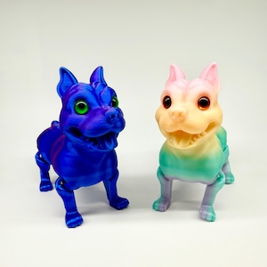 Geleed 3D-geprint flexibel hondenspeelgoed | Zijdekleurig beweegbaar puppyfidgetspeeltje | Milieuvriendelijk PLA-bureaudecoratie Uniek huisdiercadeau voor hondenliefhebbers