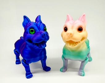 Articulated 3D Printed Flexible Dog Toy | Silk Color Posable Puppy Fidget Toy | Eco-Friendly PLA Desk Decor Unique Pet Gift for Dog Lovers