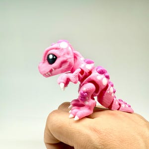 Cute Articulated Pink Spiky Dinosaur Figurine | 3D Printed Poseable Lava Dragon Desk Toy | Mini Collectible Fantasy Creature Gift