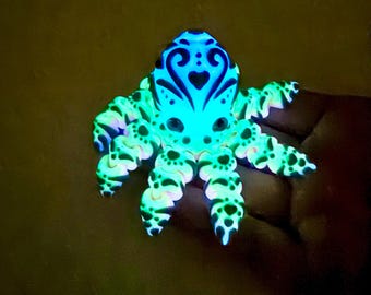 Pulpo articulado, juguete antiestrés, mascota de escritorio impresa en 3D, color degradado arcoíris, criatura marina fantástica, regalo para aliviar el estrés por TDAH, decoración oceánica