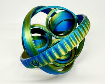 3D Printed Infinite Loop Fidget Toy, Kinetic Desk Sculpture,Nested Rings Focus Toy, Sensory Office Decor, Unique Mechanical Gift for Him Her