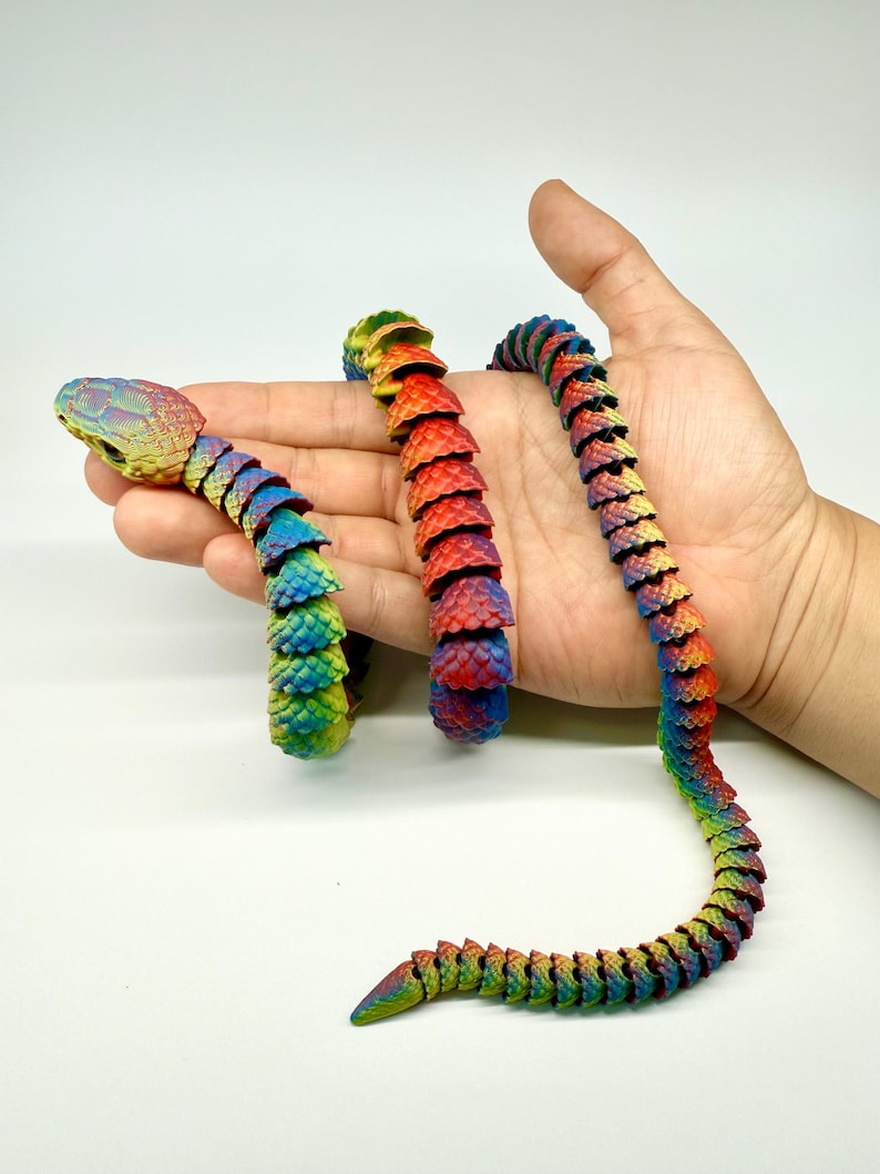 Articulated Python Fidget Toy, 3D Printed Flexible Snake, Stress Relief ...