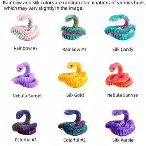 Articulated 3D Printed Flexible Snake Fidget Toy | Dazzling Iridescent PLA Posable Desk Decor | Stress Relief Wearable Unique Gift image 2
