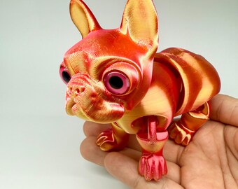 Articulated 3D Printed French Bulldog Fidget Toy|Flexible Posable Desk Decor|Eco-Friendly Stress Relief Unique Collectible Pet Lover Gift