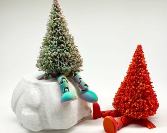 Funny Christmas Tree with Legs - 3D Printed Little Tree Figurine - Cute Holiday Desk Decor - Unique Stocking Stuffer - Whimsical Xmas Gift