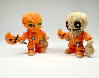 Trick 'r Treat Sam Figurine | Unmasked Pumpkin & Burlap Sack Head Options | 3D Printed Horror Movie Collectible | Halloween Decor Statue