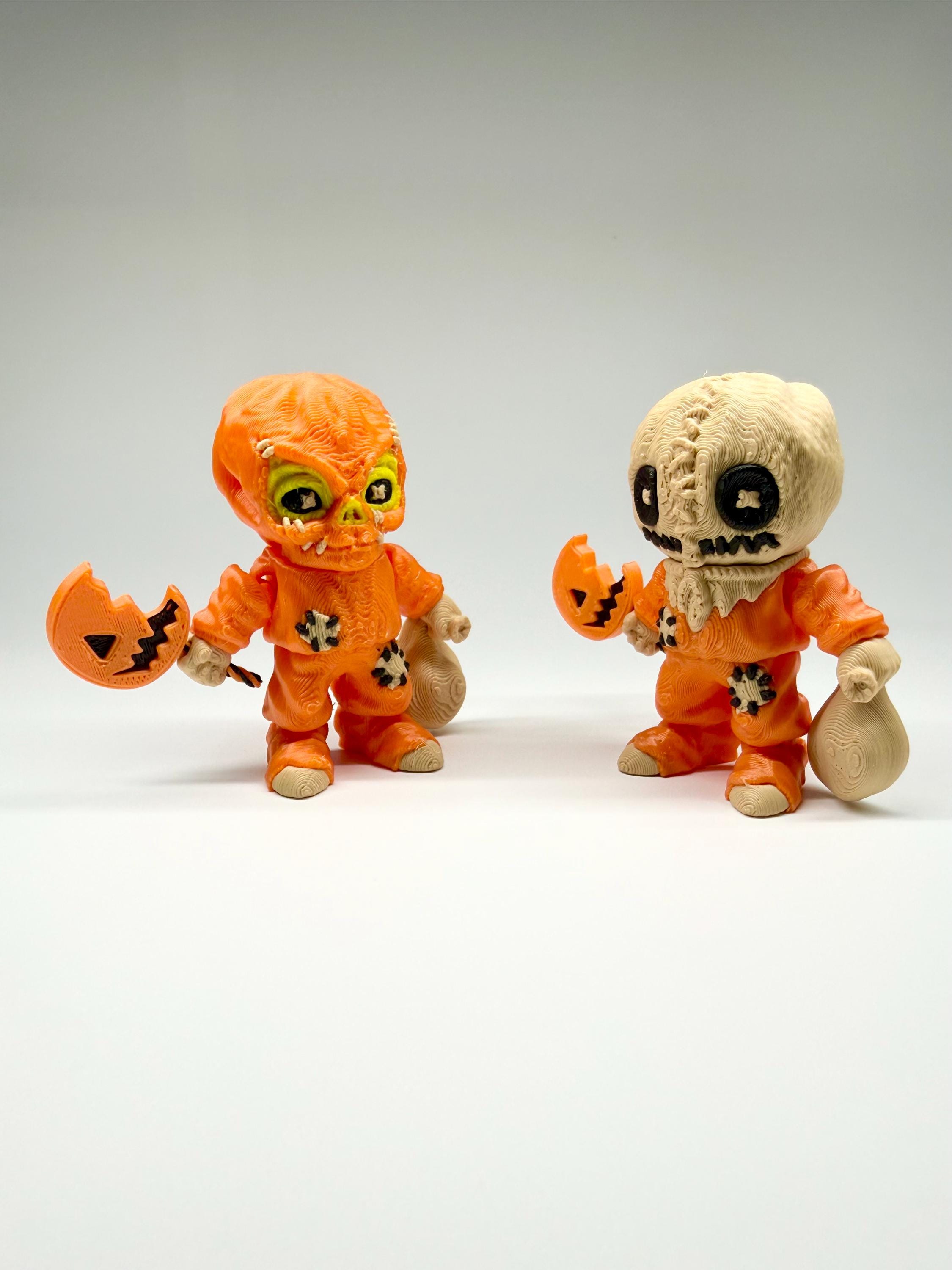 Trick 'r Treat Sam Figurine | Unmasked Pumpkin & Burlap Sack Head
