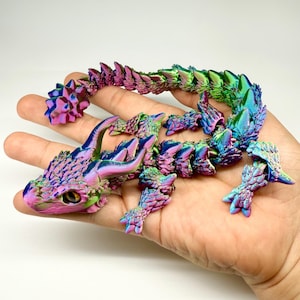 Gelenkdrache Fidget Spielzeug |3D gedruckte flexible Drachenfigur|Regenbogen & im Dunkeln leuchtende Optionen | Schreibtisch Dekor | Sensorisches Spielzeug zum Stressabbau