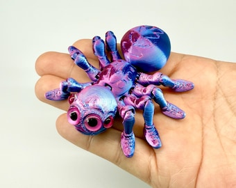 Knikspeeltje multi-eyed spider fidget | Flexibel 3D-geprint PLA-bureaudecor | Uniek beweegbaar cadeau voor angstverlichting