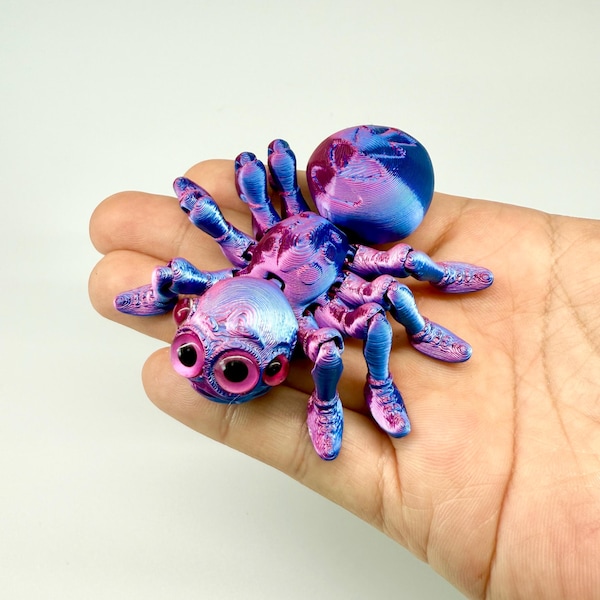 Articulated Multi-Eyed Spider Fidget Toy | Flexible 3D Printed PLA Creature Desk Decor | Unique Posable Anxiety Relief Gift