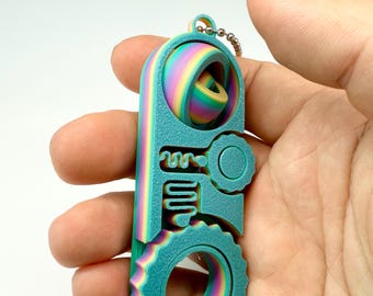 3-in-1 Fidget Keychain, 3D Printed Sensory Toy with Gears & Clicker, ADHD  Anxiety Stress Relief Tool, EDC Office Gadget for Adults  Kids