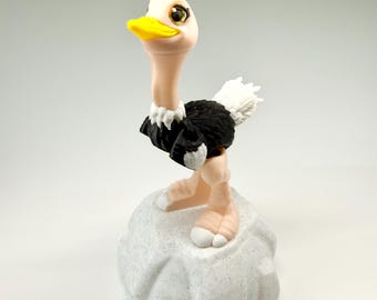Articulated Ostrich Fidget Toy - 3D Printed Flexi Bird Figurine - Cute Sensory Desk Pet - Unique Animal Lover Gift - Safari Office Decor