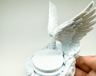 Angel Wings Display Stand | 3D Printed Pedestal for Anime Figures & Blind Boxes | Aesthetic White Statue Base | Crystal Sphere Holder