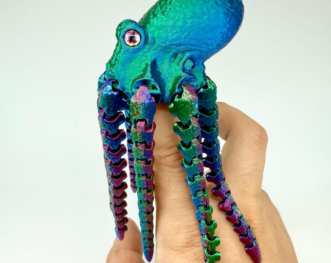 Mesmerizing Articulated Octopus Fidget Toy | 3D Printed Stress Relief Desk Decor | PLA Sensory Anxiety Relief Gift