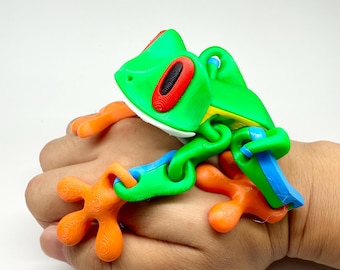 Articulated Frog Fidget Toy |3D Printed Flexible Desk Buddy|Vibrant PLA Stress Relief Animal|Unique Amphibian Gift|Magnetic Option Available
