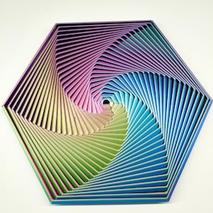 3D Printed Hexagonal Fidget Toy | Spiral Optical Illusion Stress Relief | Eco-Friendly PLA Kinetic Art Sculpture Desk Gift
