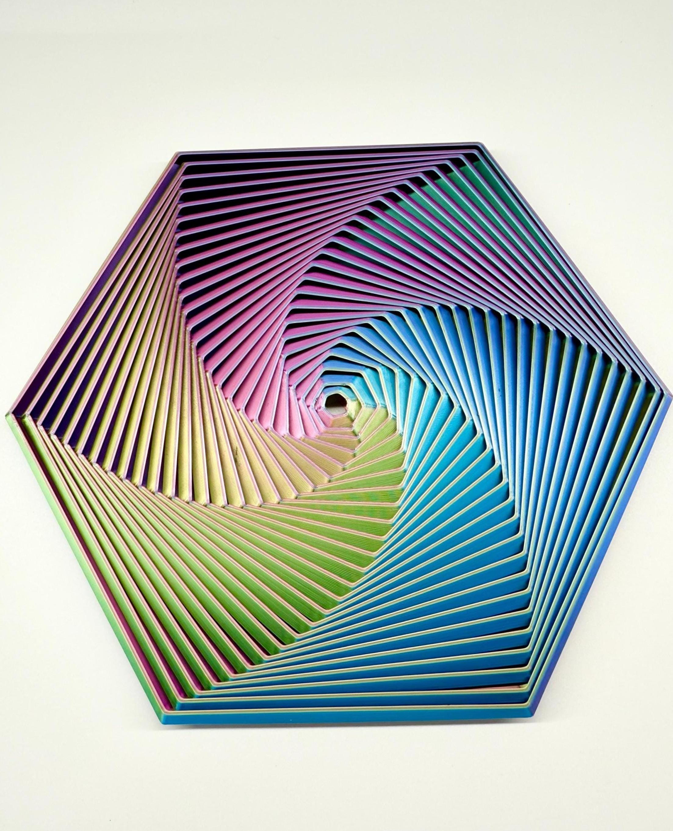 Juguete Antiestrés De Ilusión óptica Hexagonal Impreso En 3D – Diseño De Distorsión Visual Y Giro Suave, Portátil Y Silencioso, Apto Para Niños Y Adultos