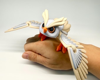 Flexible Owl Fidget Toy, 3D Printed Articulating Bird, Posable Desk Pet & Decor, Unique Gift for Owl Lovers, Kinetic Sculpture